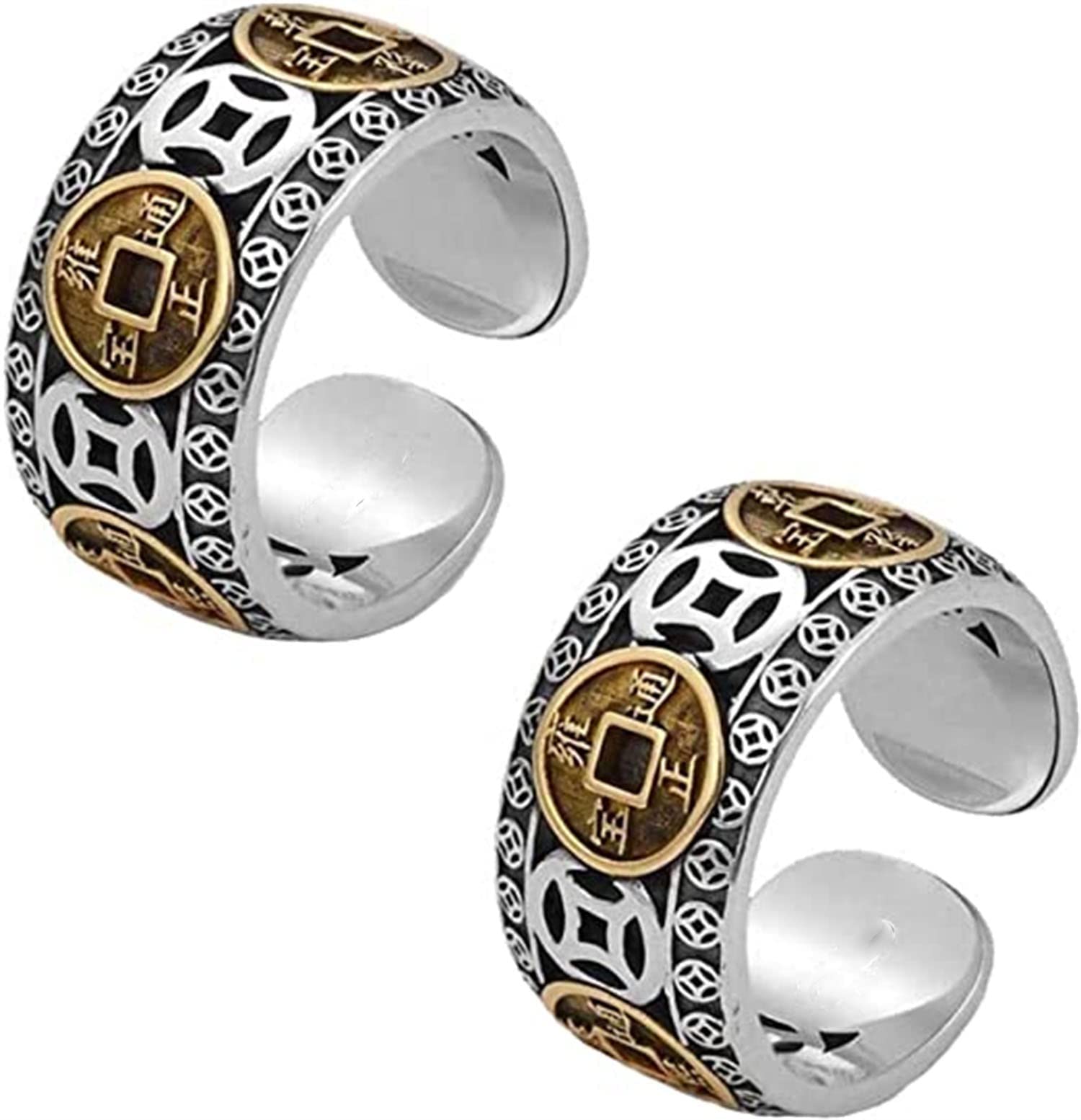 NEWBENKNEWBENK Richluck Max Force Five Emperors Coins Ring,Adjustable Ring Five Emperor Coin Open, Attract Wealth Money and Lucky Ring,Chinese Feng Shui Ring for Men Women