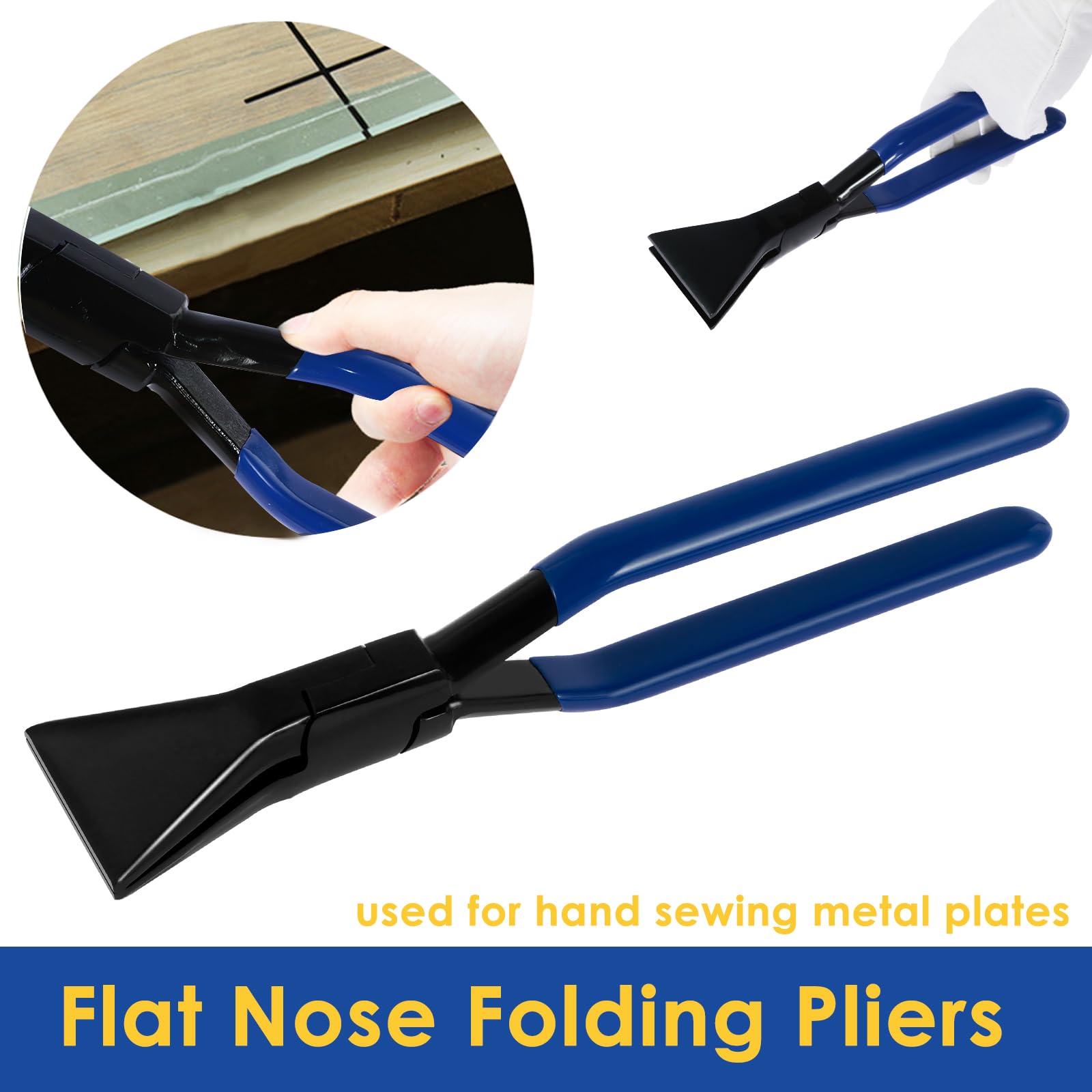 Lot De 3 Pinces à Border - Acier Carbone - 0°, 45°, 90° - Pour Couvreurs Et Plombiers - 180 Mm