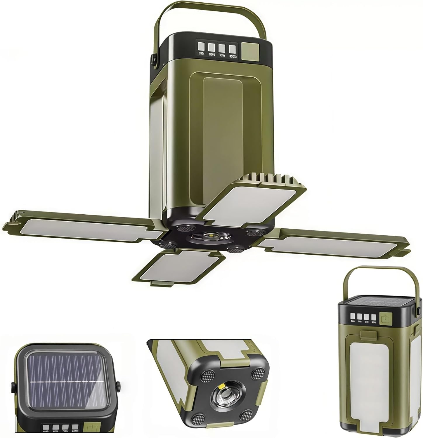 Solar Campinglampe mit Haken, USB Wiederaufladbare Camping Leuchte Zeltlicht, Faltbar LED Camping Laterne mit 6 Modi, Wasserdicht Campinglicht Zeltlampe für Wandern Angeln Notfall Stromausfällen