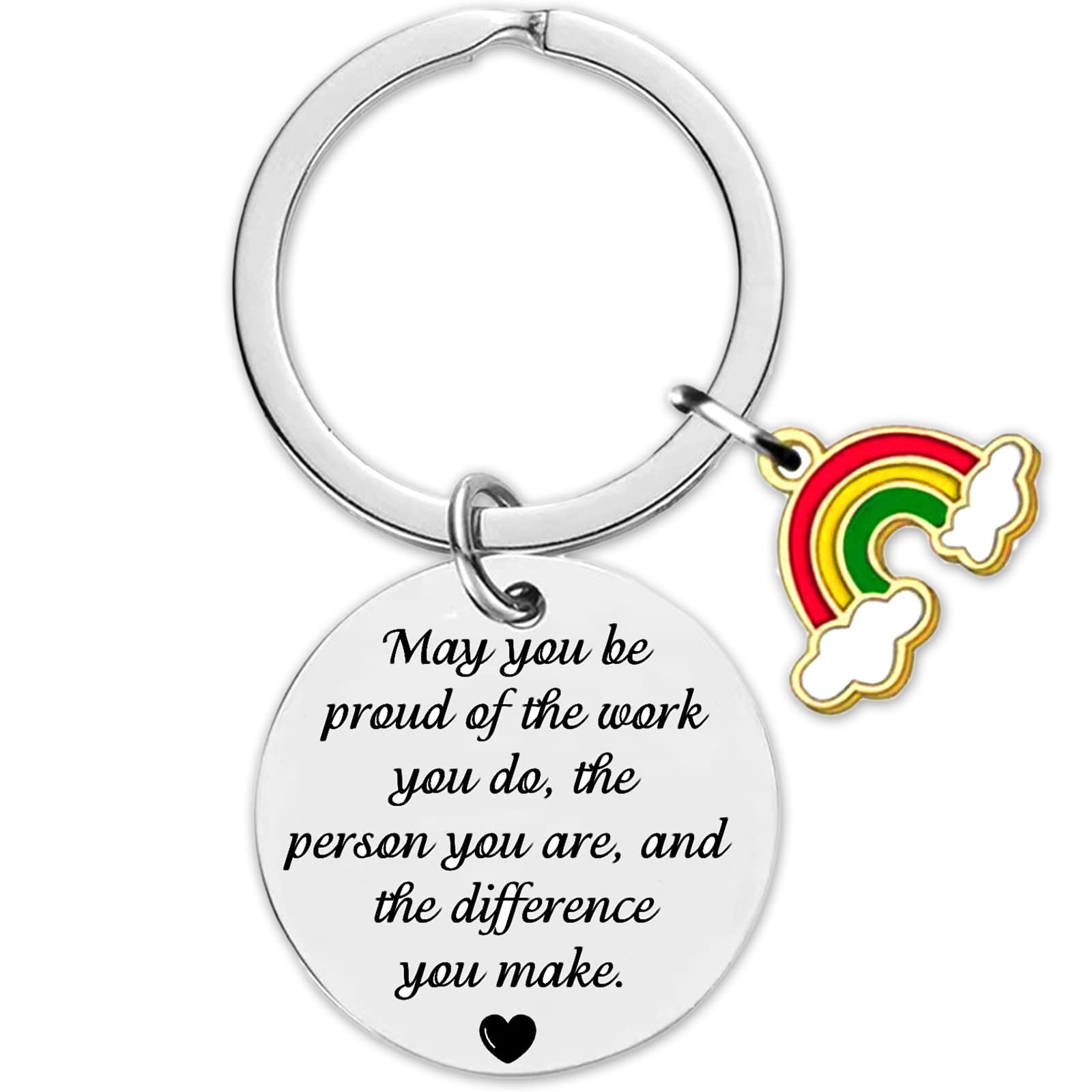 ExceLifeThank You Keyring Gift with Box, May You Be Proud of The Work You Do Rainbow Leaving Employee Appreciation Keychain Gift for Colleagues Coach Teacher Nurse Mentor