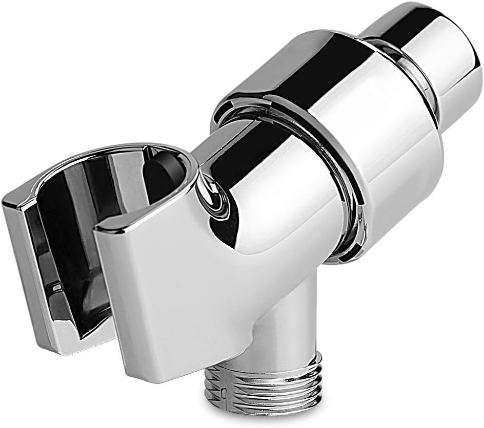 Shower Arm Bracket for Handheld Shower Head, Adjustable Brass Swivel Ball Joint Holder Mount, Chrome