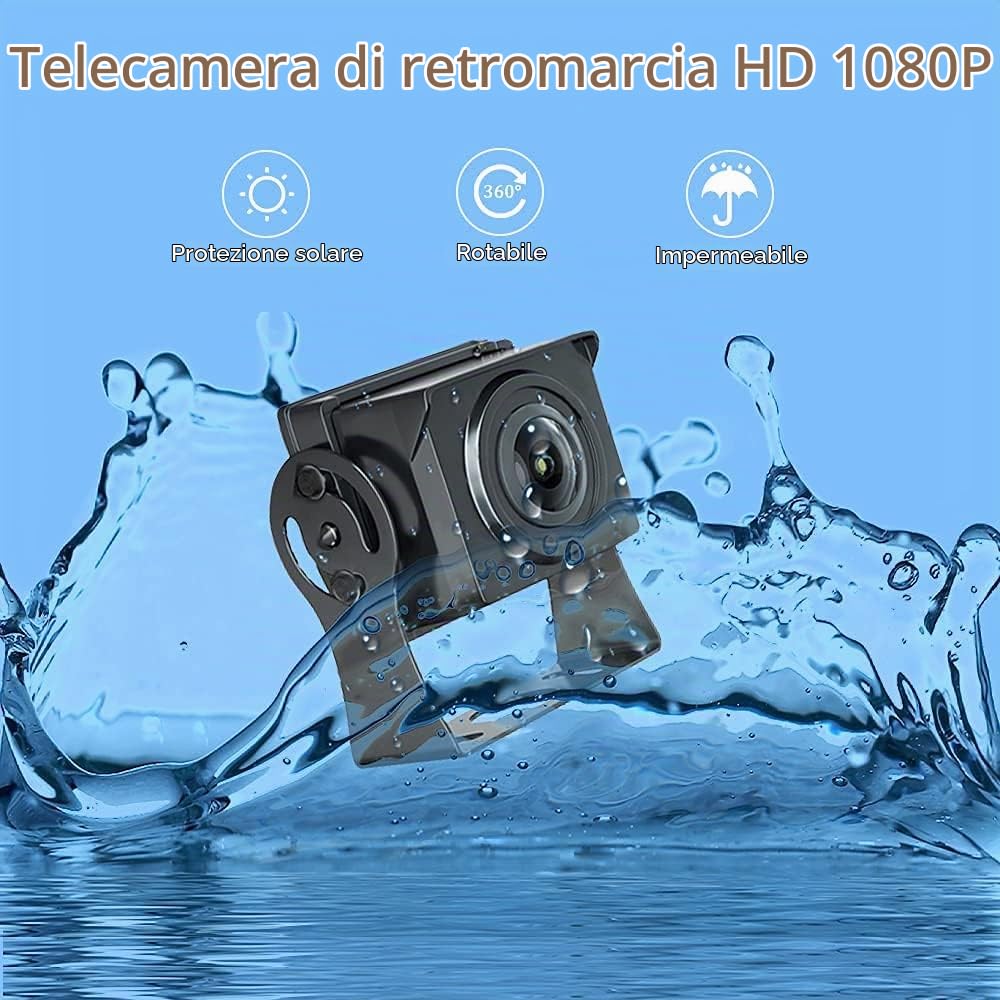 Hikity 1080P 7" Monitor Kit Telecamera Posteriore per LKW Anhänger Bus PKW | IP69 Impermeabile Visione Notturna Telecamera Retrovisiva Kit Installazione Semplice per Bus Camion Camper 12-24V