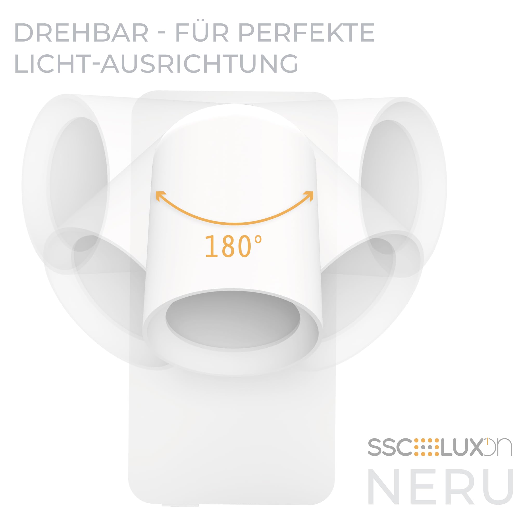 SSC-LUXon NERU Design Nachttischlampe 2 Stück weiß - Wandlampe innen inkl. USB, Schalter & LED GU10 Lampe dimmbar ohne Dimmer