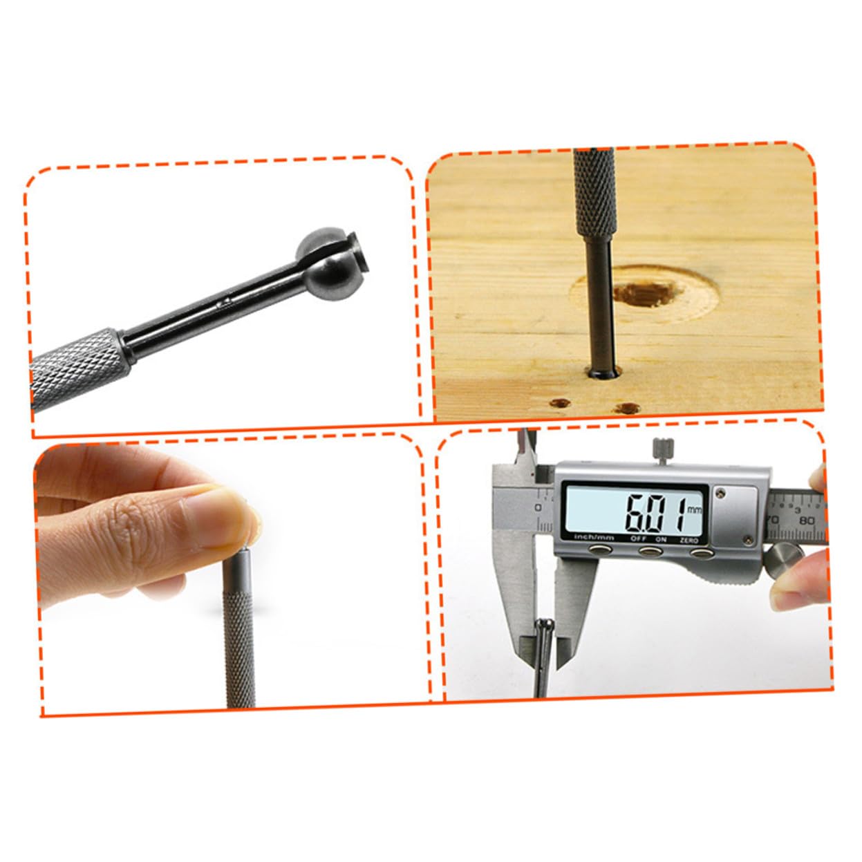 UKCOCO Jauge Interne Réglable 3-13 Mm En Acier Au Carbone 4 Pièces, Outil De Mesure Manuel De Précision Pour Trous Et Alésages Profonds