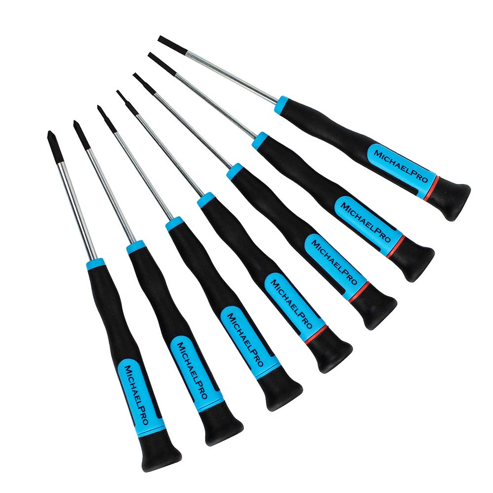 MichaelPro MP002007 7-Pieces Precision Screwdriver Set Repair Tool Kit with Comfortable Non-Slip Grip for Electronics Eyeglasses Jewelry and
