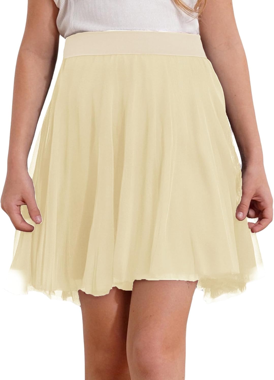 FEESHOW Kids Girls High Waist Layered Tutu Skirt Mesh Chiffon Pleated Mini Skirt Party Ballet Lyrical Dancewear