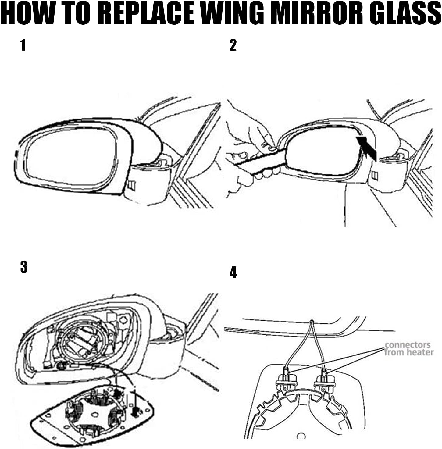 pour Citroen C3 MK3 Peugeot 208 308 2008, Miroir Glace Verre De RéTroviseur Gauche CôTé Conducteur Convexe DéGivrant,Lentille ChroméE,Left