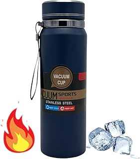 QSHOP 800ml Vacuum Insulated Stainless Steel Thermal Bottle, Leakproof BPA Free Coffee Tea Sports Bottle for Travel to Keep Drinks Hot or Cold (Navy)