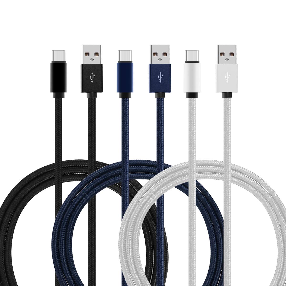 GUONUO USB Type C Cable 3ft Fast Charging Cable Nylon Braided USB C Data Sync Charging Cord Compatible for Samsung Galaxy S10e S10 S9 S8 Plus Note 9 8, LG G7 G6 G5 V35 V30 V20, Moto G7 G6 [3 Pack]