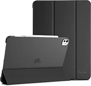 ProCase for iPad Pro 13 Inch Case M5 2025/ M4 2024, Smart Cover iPad Pro M5 M4 Case 13 Inch, Slim Stand Translucent Hard Shell Back, Supports Touch ID, Auto Wake/Sleep -Black