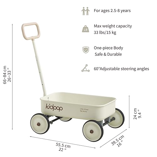 Miniatura 2 de PULA-Wild - Carro de empuje 2 en 1 para niños pequeños para manubrio ajustable de 2.5-8, regalos de cumpleaños, peso máximo de 33 libras (blanco)