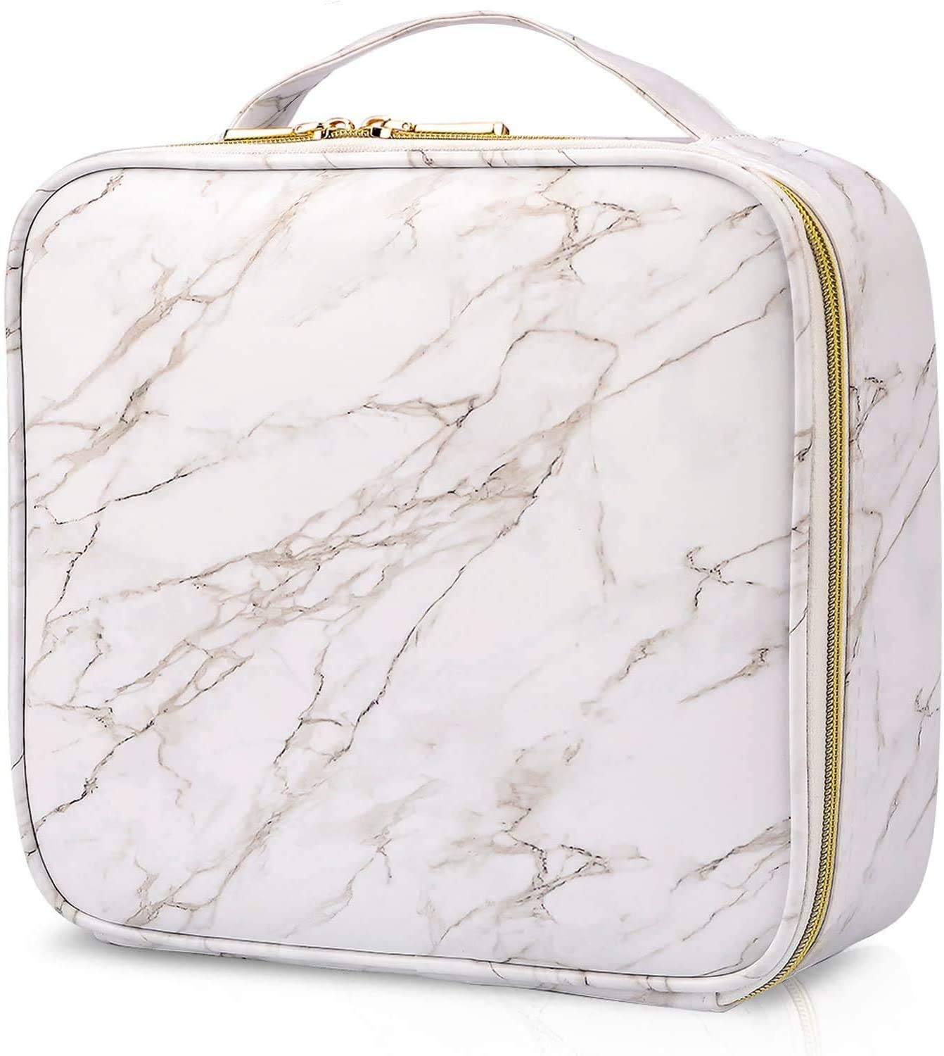 Joligrace Neceser Maquillaje Bolsa de Maquillaje Cosméticos Portátil Neceser Beauty Case de Viaje Estuche Maquillaje Profesional Cuero de PU,Mármol