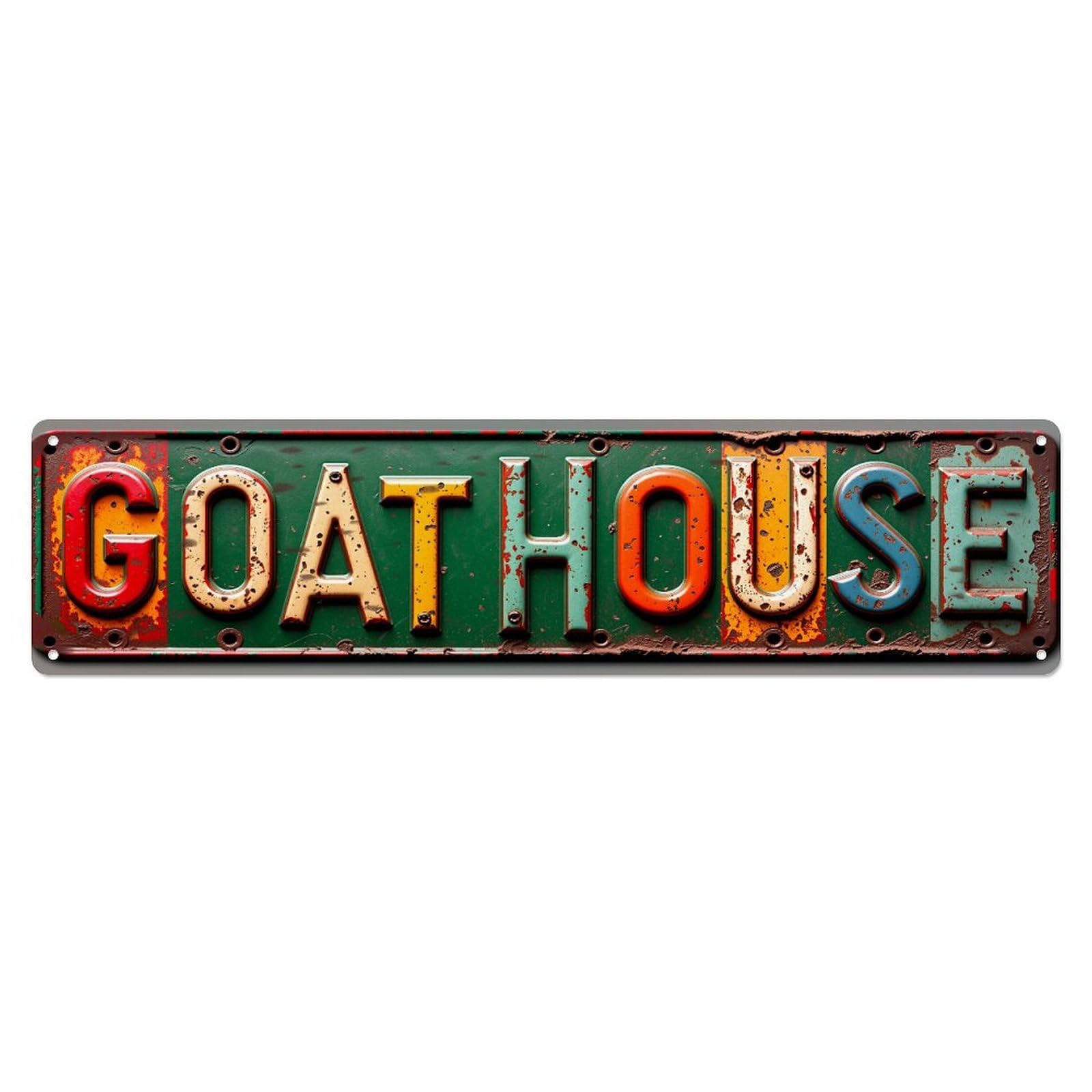 Goat House Sign Pattern Metal Tin Sign Plaque