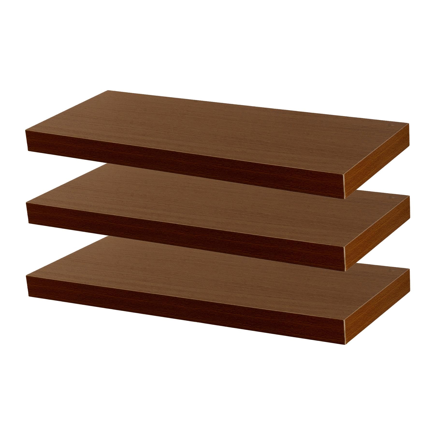 Harbour Housewares Modern Floating Wall Shelves - 60cm - Walnut - Pack of 3 - Photo Gallery Bookshelf Wall Shelf for Living Room Display, Bedroom, Office Storage โ image 1