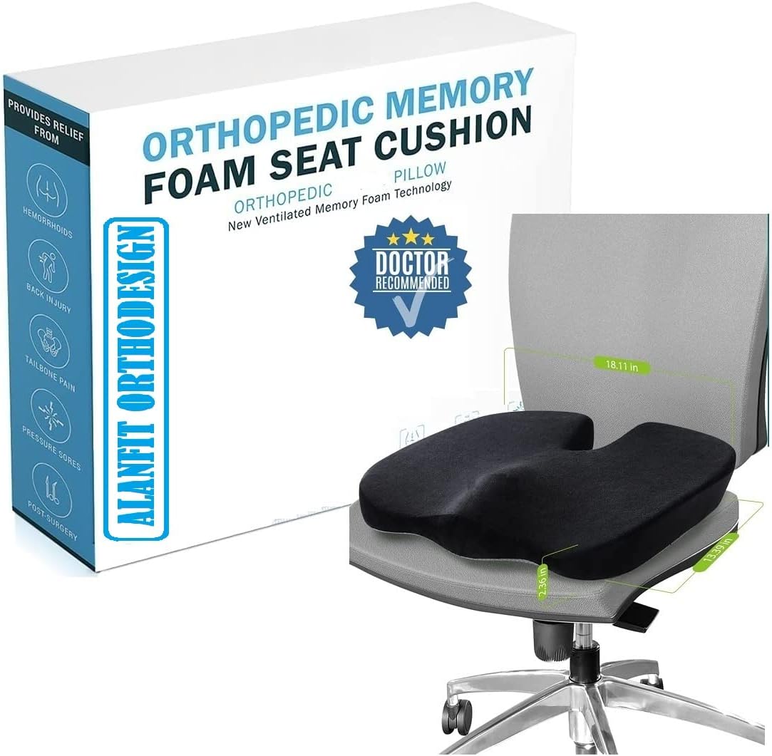 4V1Elite Limited Edition HR Foam Cushion Coccyx Orthopedic Seat Cushion Coccyx Cushion for Relief from Lower Back, Sciatica, Tailbone, Lumbar Pain, Piles Hemorrhoids - Black11