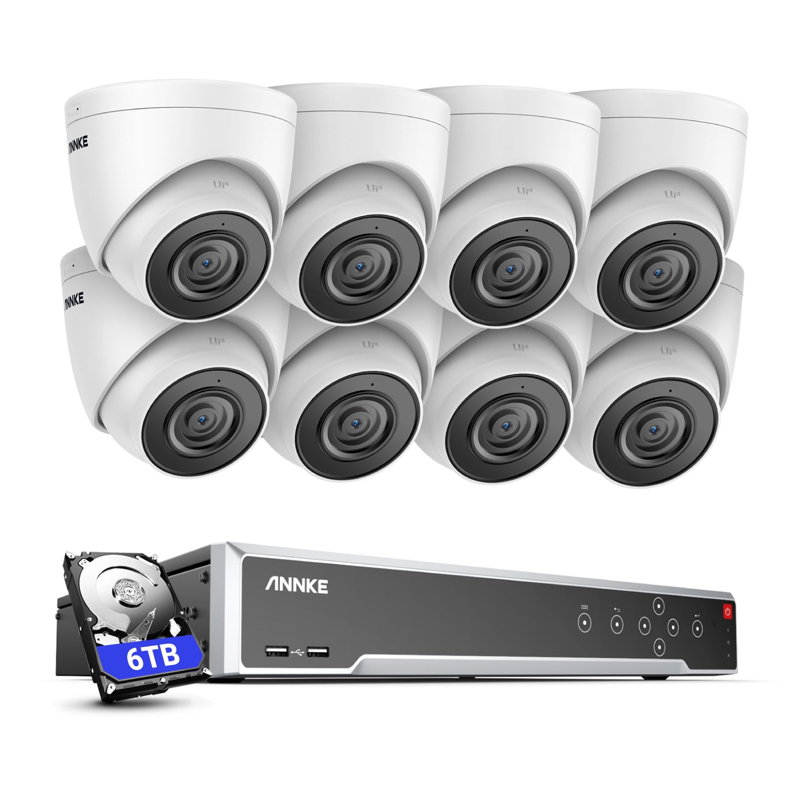 ANNKE H500 3K 5 MP 32CH zestaw do monitoringu, 32 CH 12 MP NVR z 6 TB HDD do nagrywania wideo 7/24, 8 x 3K 5 MP PoE IP, zestaw do monitoringu wideo PoE, rozpoznawanie osób i pojazdów, IP67