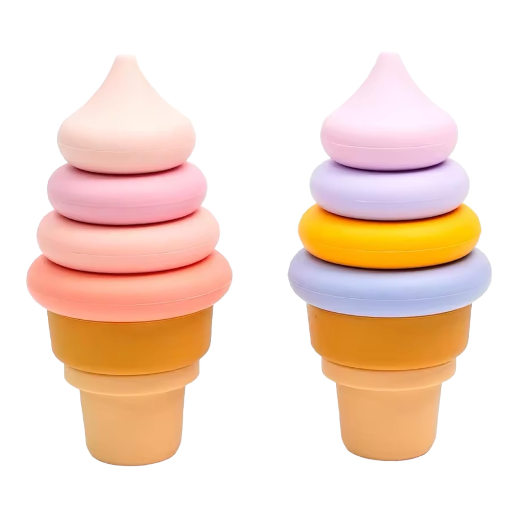 macoam 2-Pack Silicone Ice Cream Stacking Toy | Montessori Toys for Toddlers | Toys for 1 2 3 4 5 Year Old Boys & Girls | Toddler Learning Activities | Educational Toys | Sensory Toy for Infants