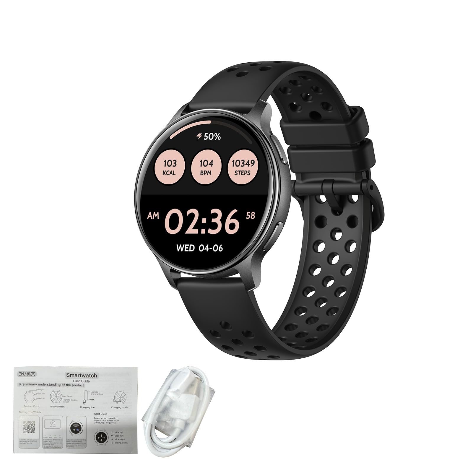 Montre Connectée GPS, écran HD de 1,32 Pouces, Tracker d'activité avec 100 Modes Sportifs, Altimètre Multi-GNSS, Baromètre, Boussole, pour Camping en Plein Air, Randonnée (Black)