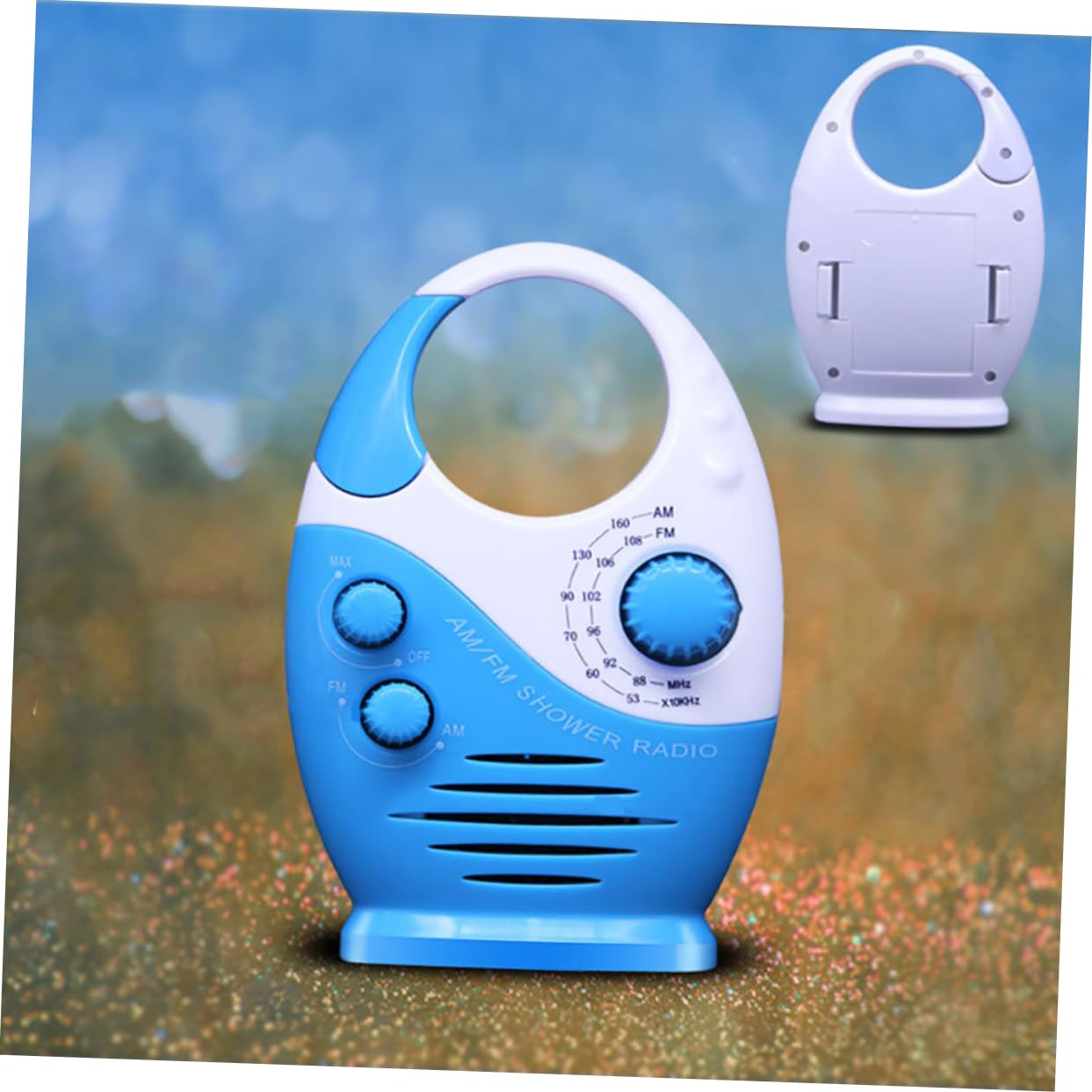 Radio de Ducha Portátil Altavoz Abs y Orificio para Colgar, Mini Radio Am/FM Adecuado para Cocina y Viajes de Negocios