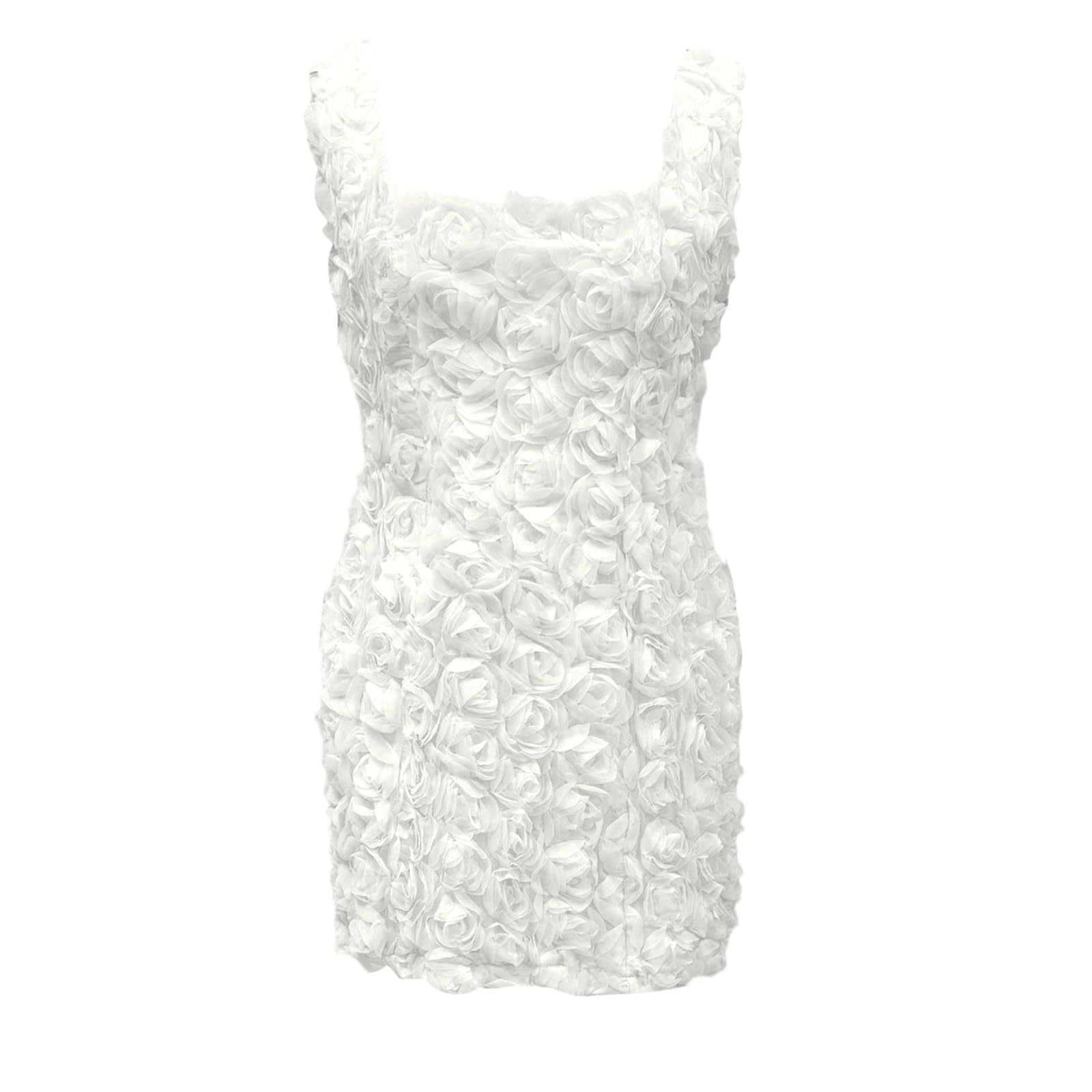 Générique Robe de soirée Femme Robe élégante et Sexy pour Femme, Mini-Robe Moulante sans Manches, avec Ourlet à Volants et détails en Dentelle, idéale pour Les soirées ou au Quotidien.