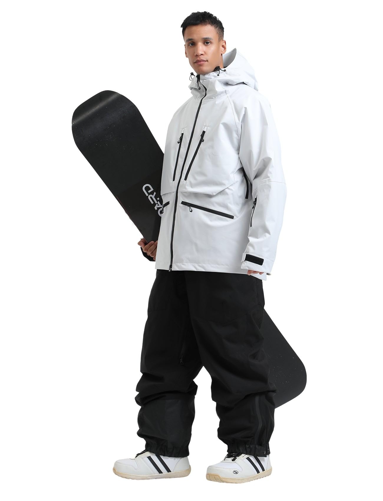 GSOU SNOW Mens Ski Jacket and Pants Set Baggy Snowboard Suit Ski Snowsuit Snow Bibs Waterproof Hooded