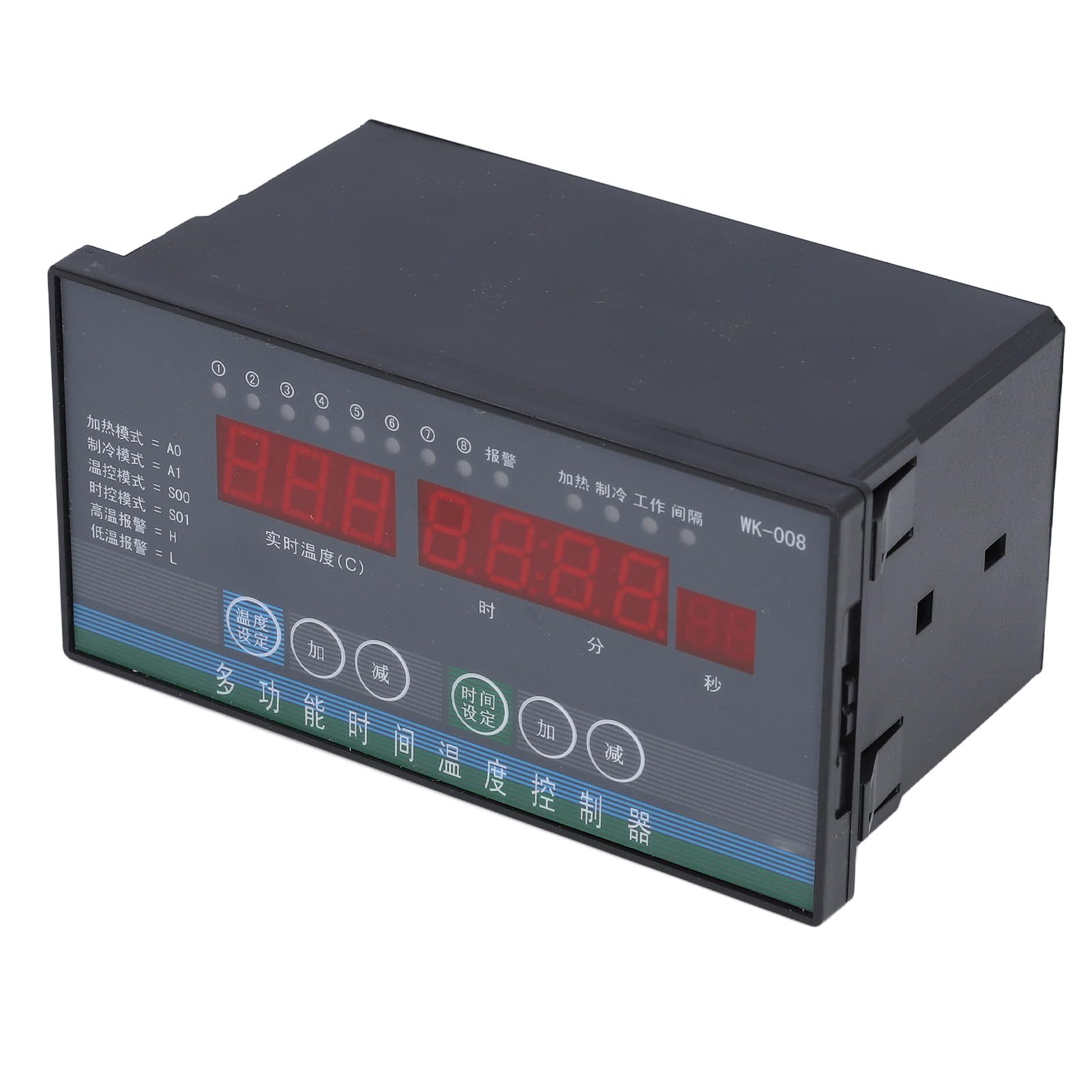FTVOGUE Controlador de Temperatura ABS Termostato Digital 8 Salidas de relé 110 a 230 V con Sonda de 32,8 Pies ±0,5% FS para Invernadero, Granja, Incubadora, Elaboración de Cerveza, Calefacción,