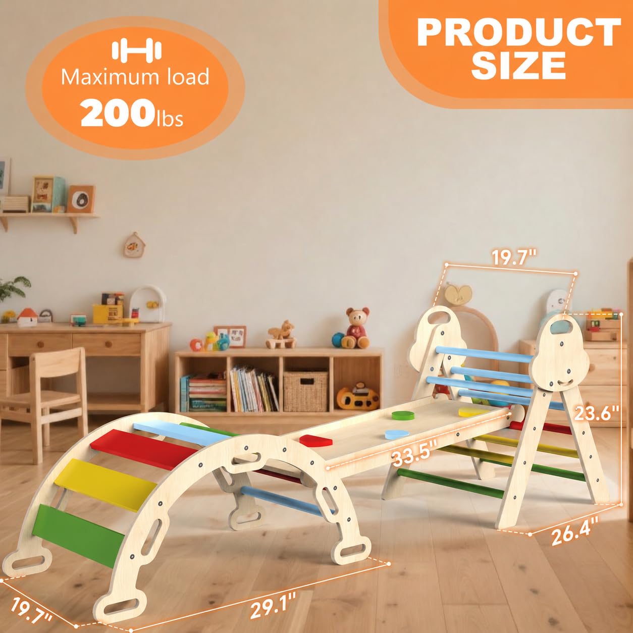 Puecrof Montessori - Set da Gioco per Interni, 7 in 1, con Scivolo, Arco e Tappetino per Bambini (1-3 Anni)