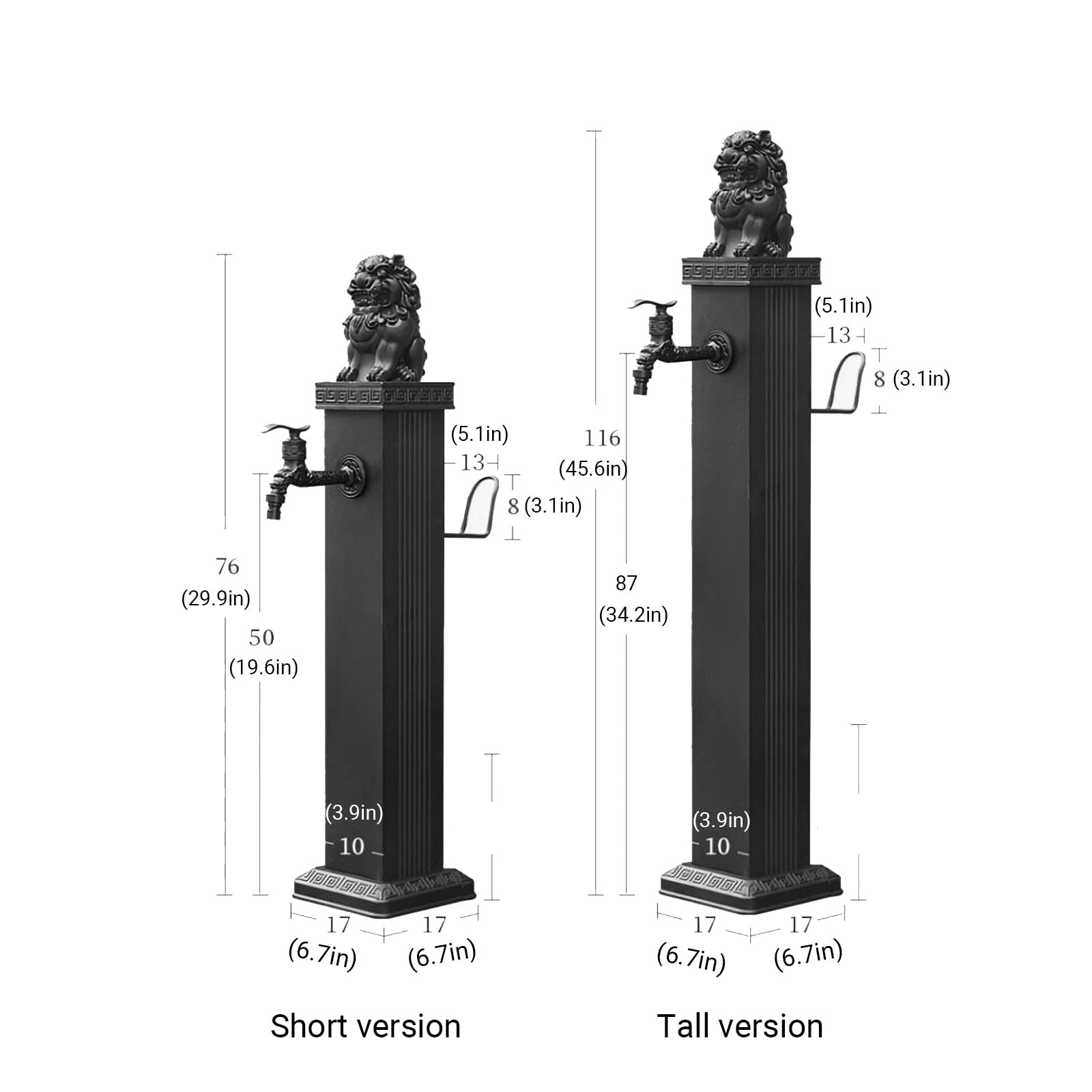 Columna de agua independiente para exteriores con grifo, anticongelante, resistente al sol, aleación de aluminio, hidrante para jardín y lavado de coches