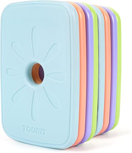 TOURIT Ice Packs for Lunch BoxesBags and Coolers, Lunch Box Cooler Ice Packs Reusable, Slim and Long Lasting Cool Pack for Work, Picnic or Camping