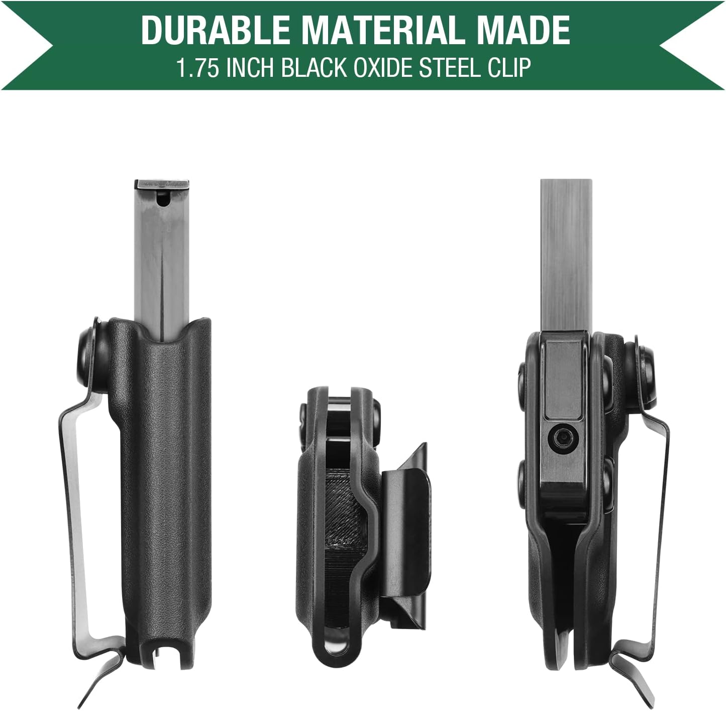 Universal Magazine Holster IWB/OWB Mag Carrier with 1.75 Inch Steel Clip Fit: 9mm/.40 & .45ACP Double Stack - .380 Single Stack - Image 6