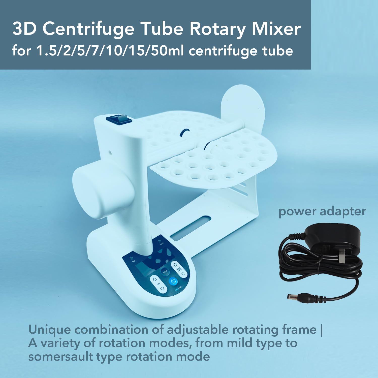 VISOSCI 3D Rotating Mixer Speed 10-40rpm/min for lab use Suitable for Sample Mixing, for 0.5/1.5/2/5/7/10/15/50ml centrifuge Tube