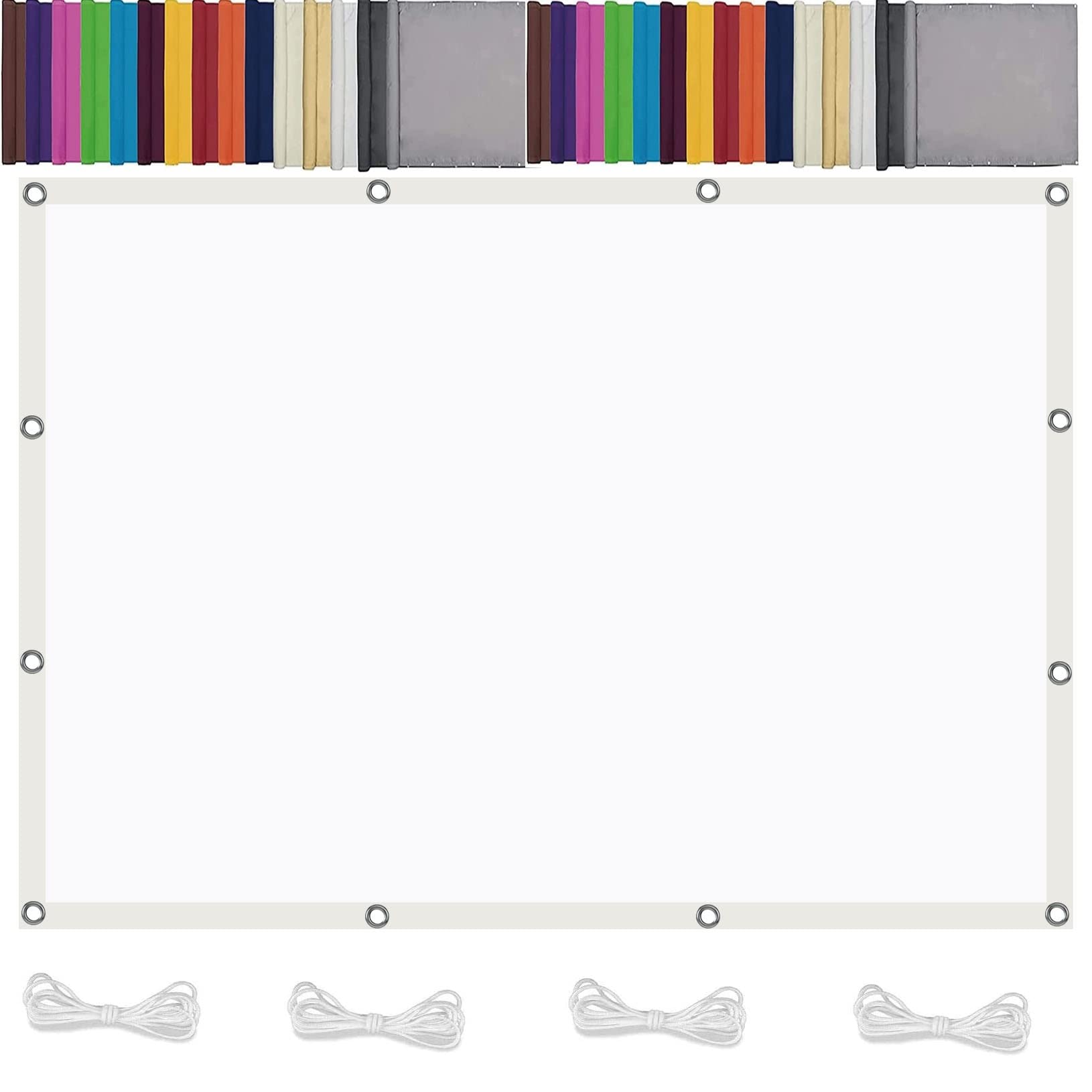 Toile d ombrage 3.5x5.5m blanche en polyester avec corde de fixation