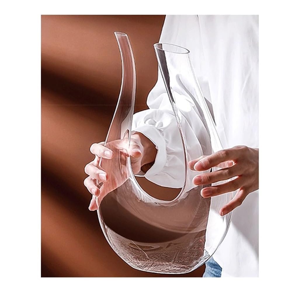 birene Decanter Decanter for Vino in Vetro a Forma di U, caraffa con aeratore Curvo, Articoli da Bar for cene di degustazione a casa