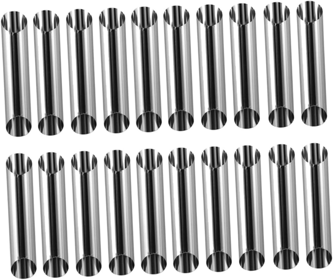 20pcs Stainless Steel Tube Shaped Bread Mold Bidirectional Croissant and Cannoli Baking Molds for Home and Store Use Hollow Pastry Making Tools Silver