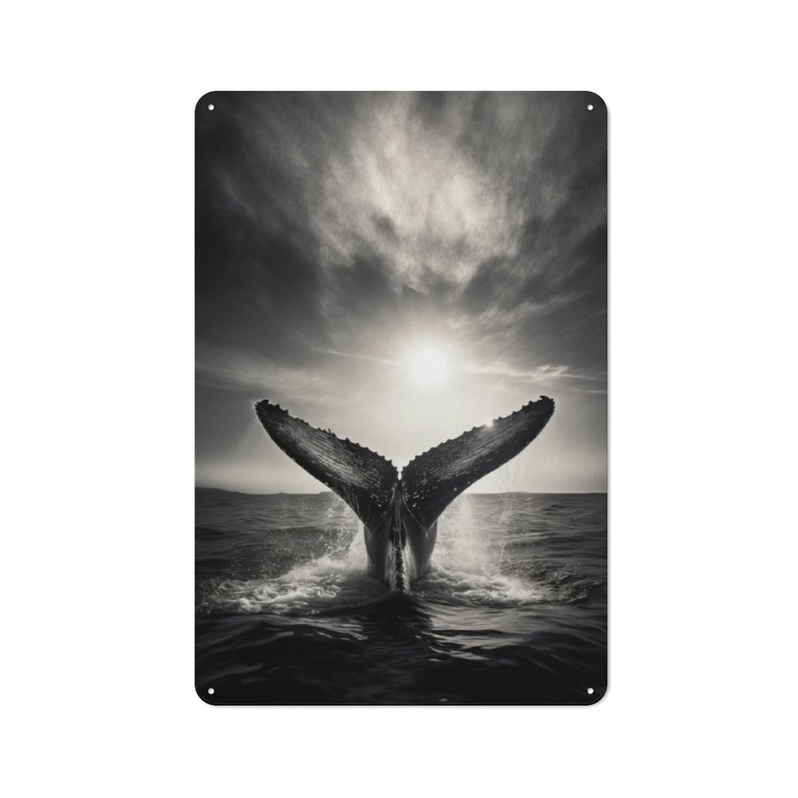 Junmoney Breaching Whale Metal Plaque 30X20cm With For Workshop Wall, Retro Decor, A New Home Gift For Collectors Of Metal Signs