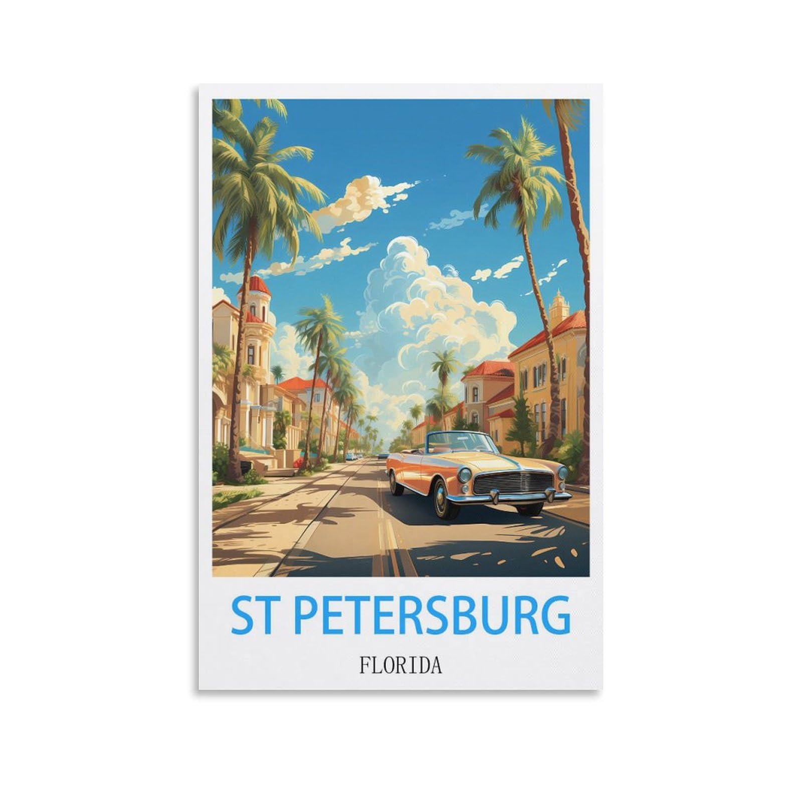 EZMLFA 5D Diamond Painting Kits,St Petersburg Floridas,Diamond Painting Kits for Beginners Round Full Drill Painting with Diamonds Gem Art for Home Wall Decor 40x50cm