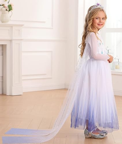Miniatura 3 de Disfraz de Elsa para niñas, vestido de princesa Elsa para niños, Halloween, cosplay, fiesta de cumpleaños, traje blanco