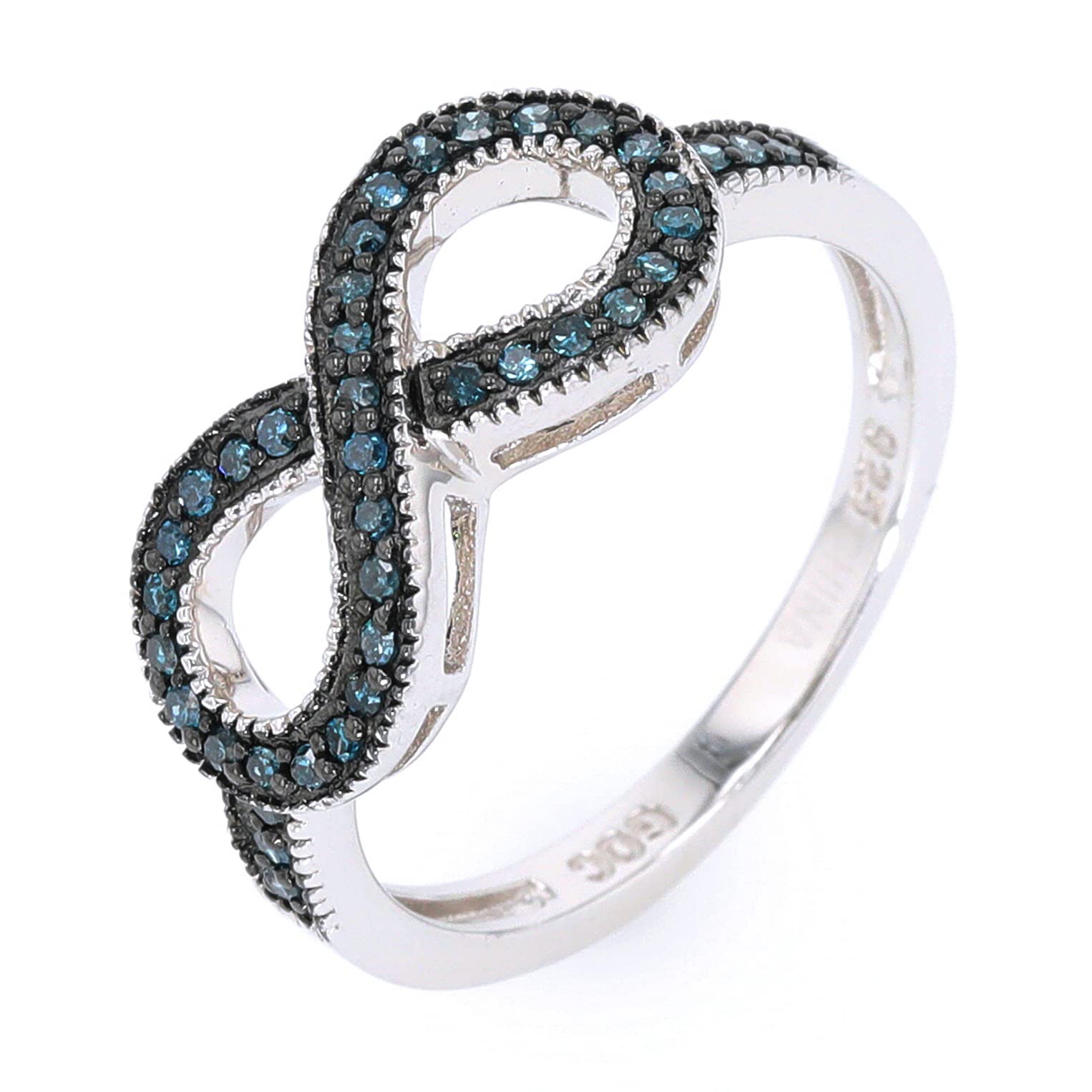 Silver (SLV 995) Round Prong Setting H-I No Gemstone Promise Rings