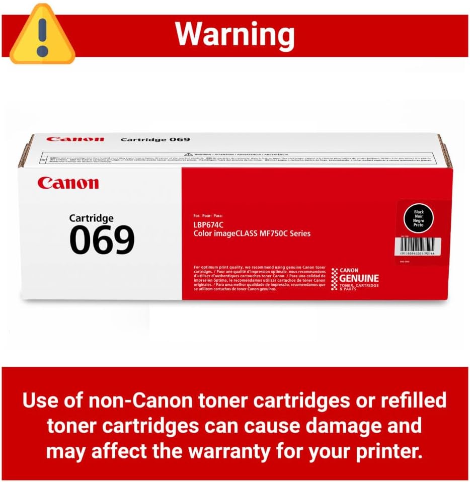Canon 069 Toner Cartridge Set – 4 Pack (Black, Cyan, Magenta, Yellow) | Compatible Color imageCLASS MF753Cdw, MF653Cdw, LBP674Cdw, LBP633Cdw | High-Yield Toner Replacement Set