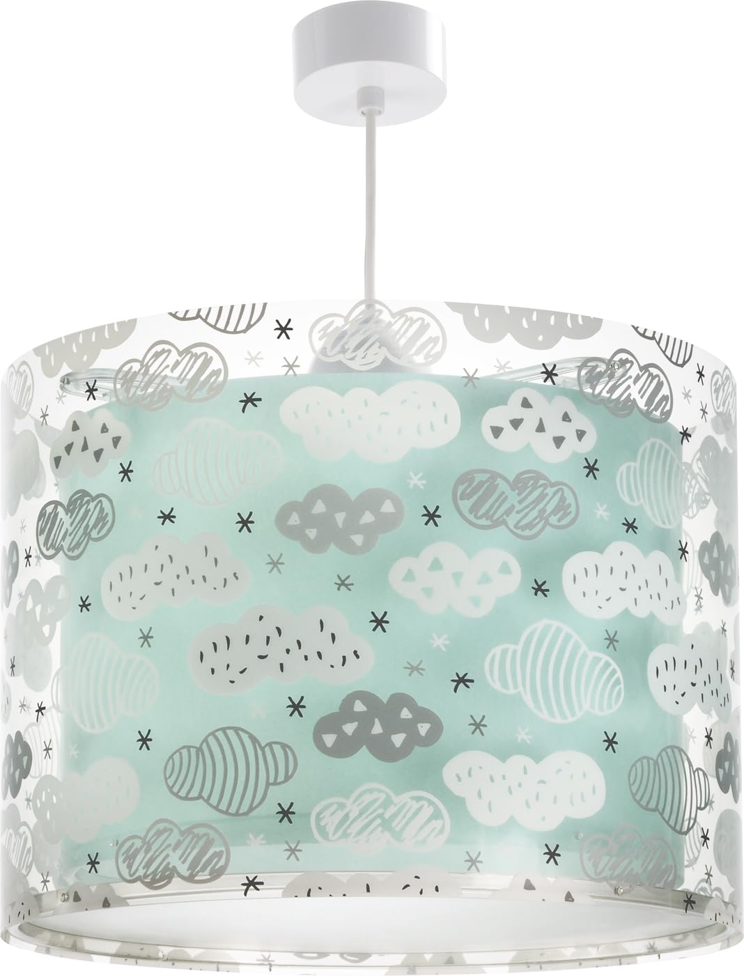 Dalber Lámpara Infantil De Techo Clouds Nubes, Verde, 40 x 25 cm, Ø33 cm