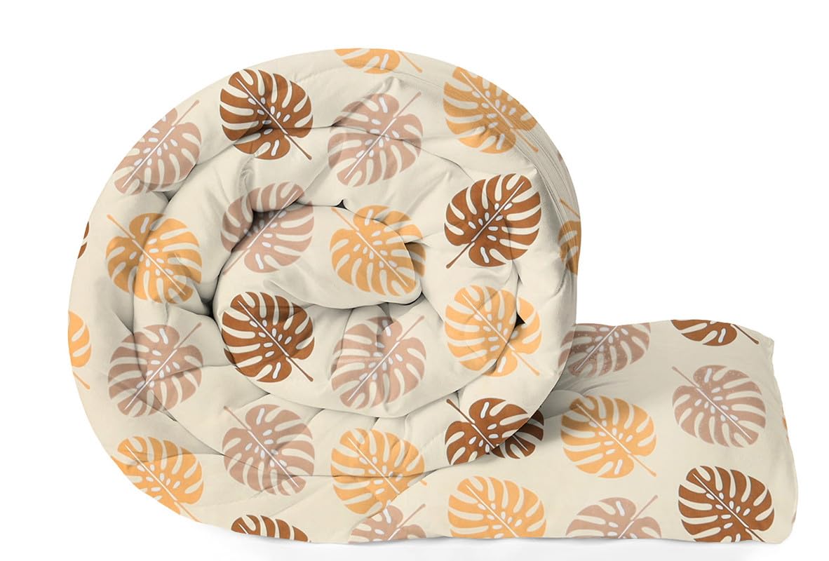 Amazon Brand - Umi 220 GSM Reversible Microfiber AC Comforter/Duvets for Mild Winter | All Season King Size 3 Layered Quilted Blanket for Single Bed (240 cm x 152 cm Beige & White)| TC - 220