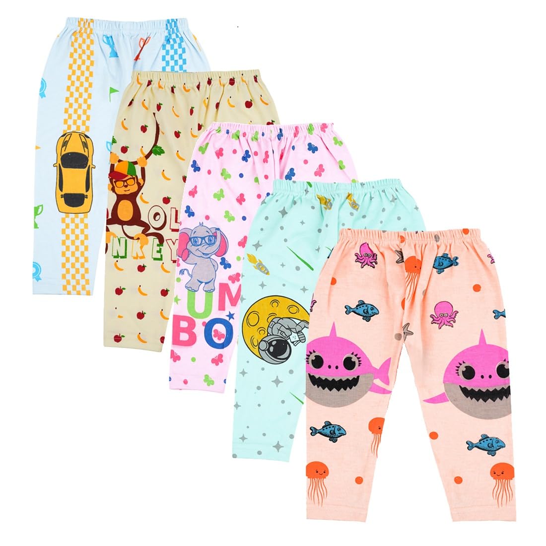 HOPE QUAYBaby Sleep Wear Bottom Pant |Cartoon Printed Cotton Pajami Lower Trackpant Pyjama Nightwear for Kids Set of 5 Pcs