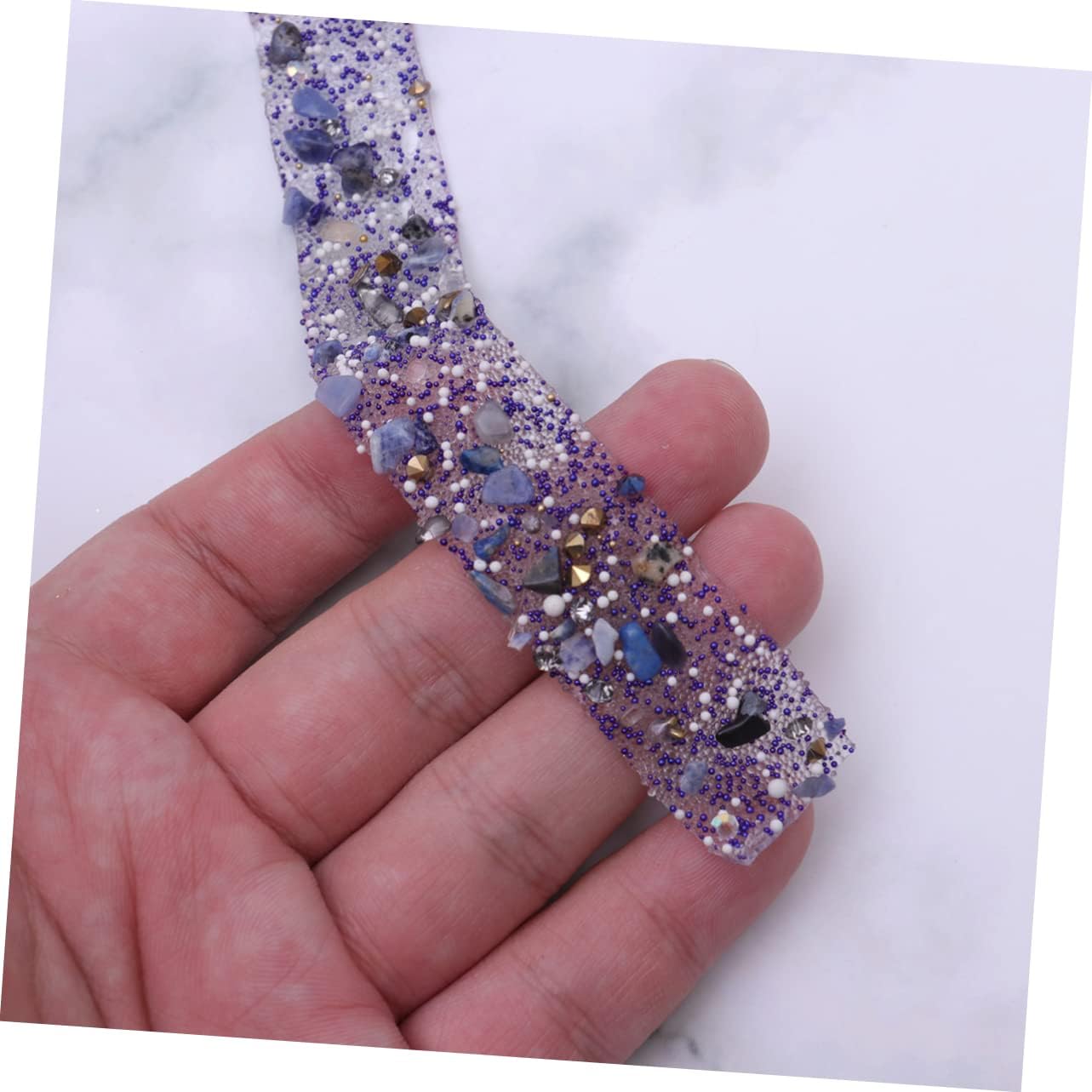 Colorful Rhinestone Shell Trim Bling Ribbon for Dress Sash Shoes Bags Purple Appliques for DIY Embellishments Fashion Accessories for Women