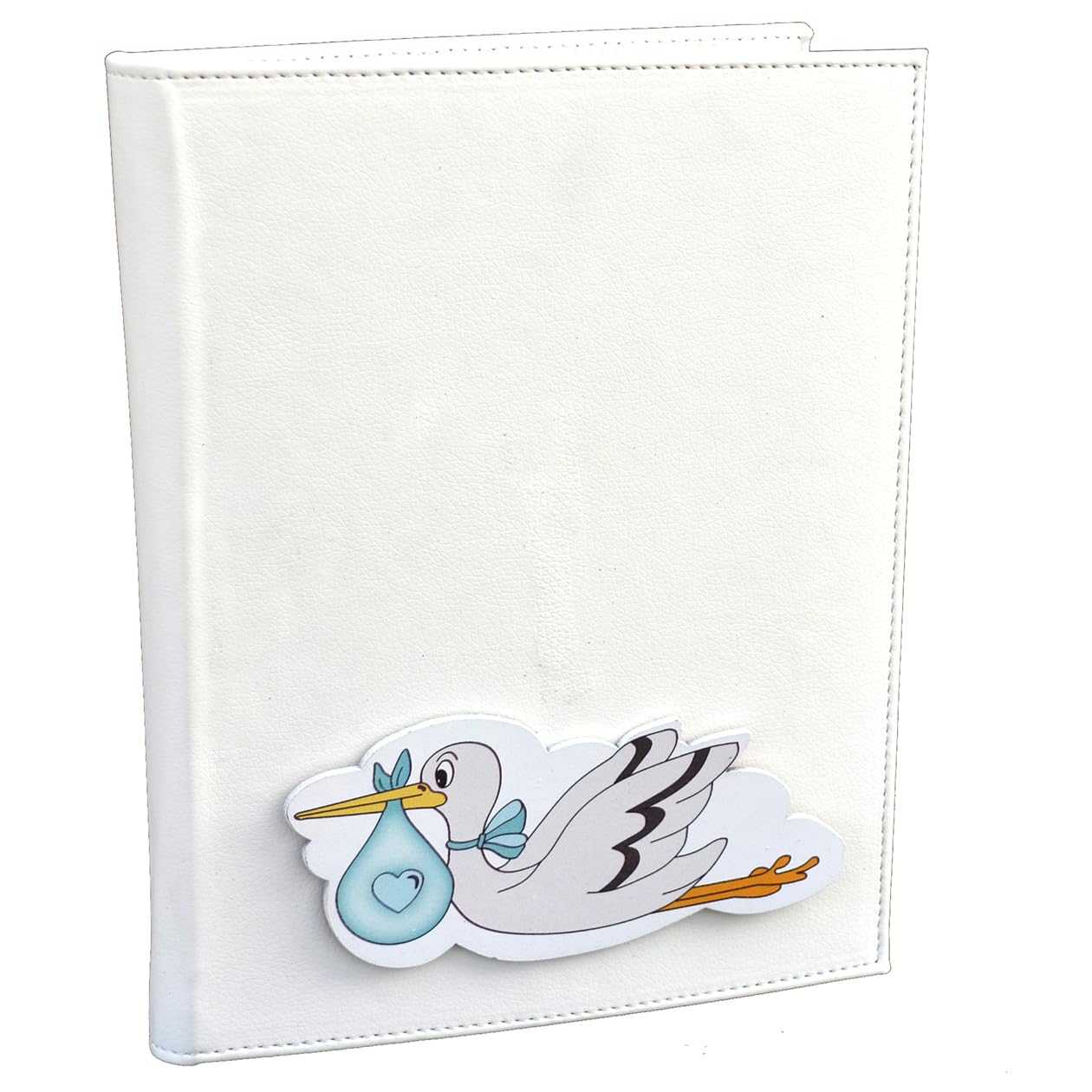 oggettando Sweet Ankunft: Geschenkset Storch mit Tagebuch, Tischuhr und Wiege mit Spieluhr für Neugeborene (Hellblau)