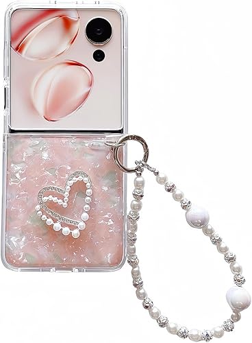 Funda para Samsung Galaxy Z Flip 7 FEZ Flip6, diseño femenino de corazón de amor, funda para teléfono Flip7 FE con purpurina y parte trasera de