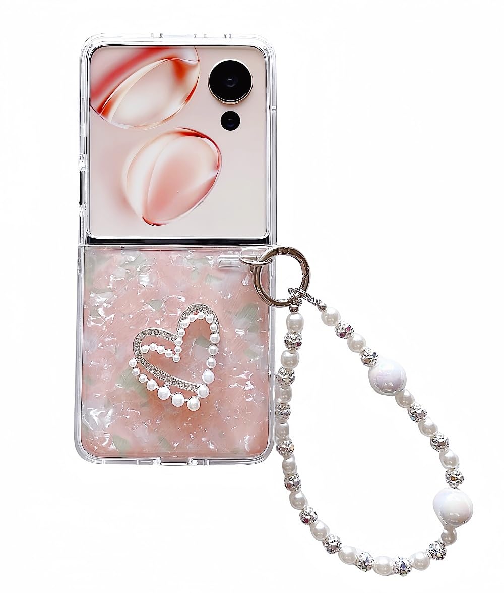for Motorala Razr Ultra 2025 Case Cute Love Heart Girly Design,Razr Ultra 2025 Phone Case Bling Glitter Pearl Back Soft Silicone Bumper with Bead