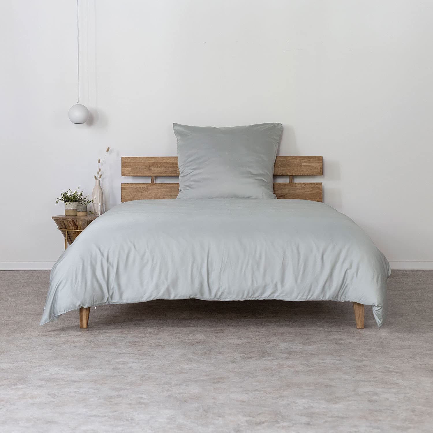 AGA.PIE Bambus Lyocell Bettwäsche-Set 155x220 + 80x80 cm - Hell-Grau, 100% Bio Oeko-Tex 100, für Allergiker, Antibakteriell, Ganzjahres-Bettwäsche, Atmungsaktiv, Geruchshemmend, Besonders sanft