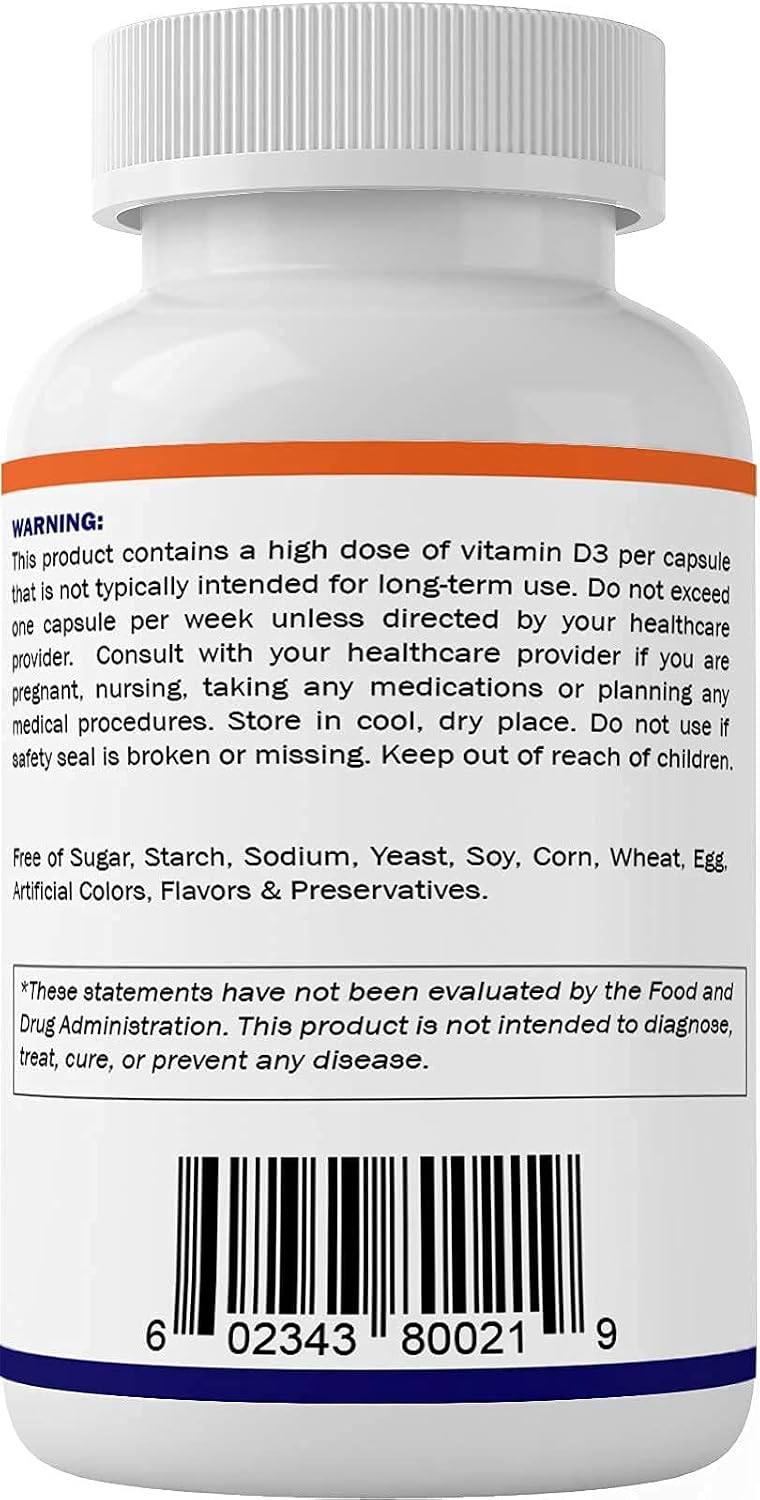 Vitamatic 2 Pack Vitamin D3 50,000 IU (as Cholecalciferol), Once Weekly Dose, 1250 mcg, 60 Veggie Capsules 1 Year Supply, Progressive Formula Helping Vitamin D Deficiencies (Total 120 Veg Capsules)