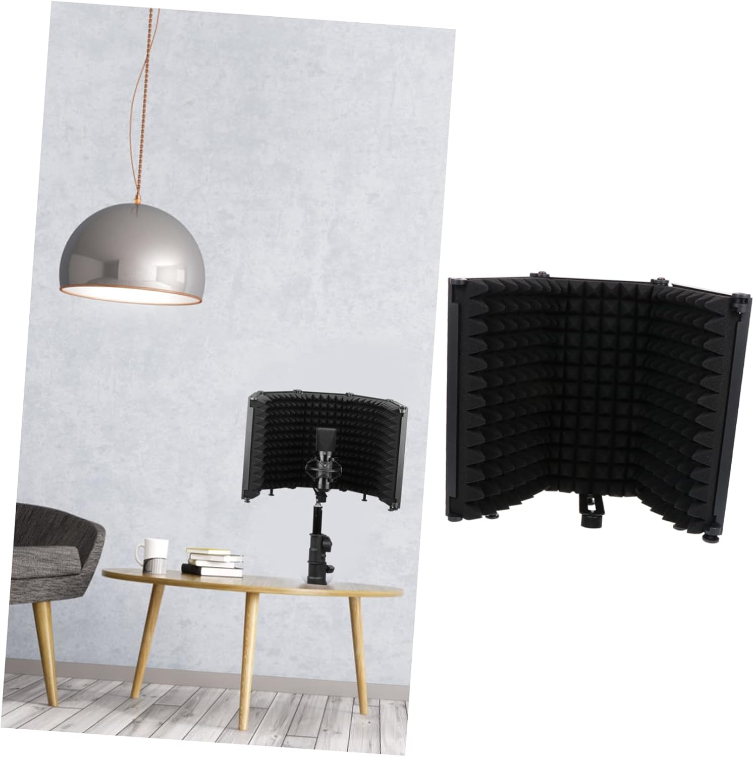 Foldable Microphone Isolation Shield Windscreen Black Sound Absorbing Filter for Recording Compatible Studio and Home Use