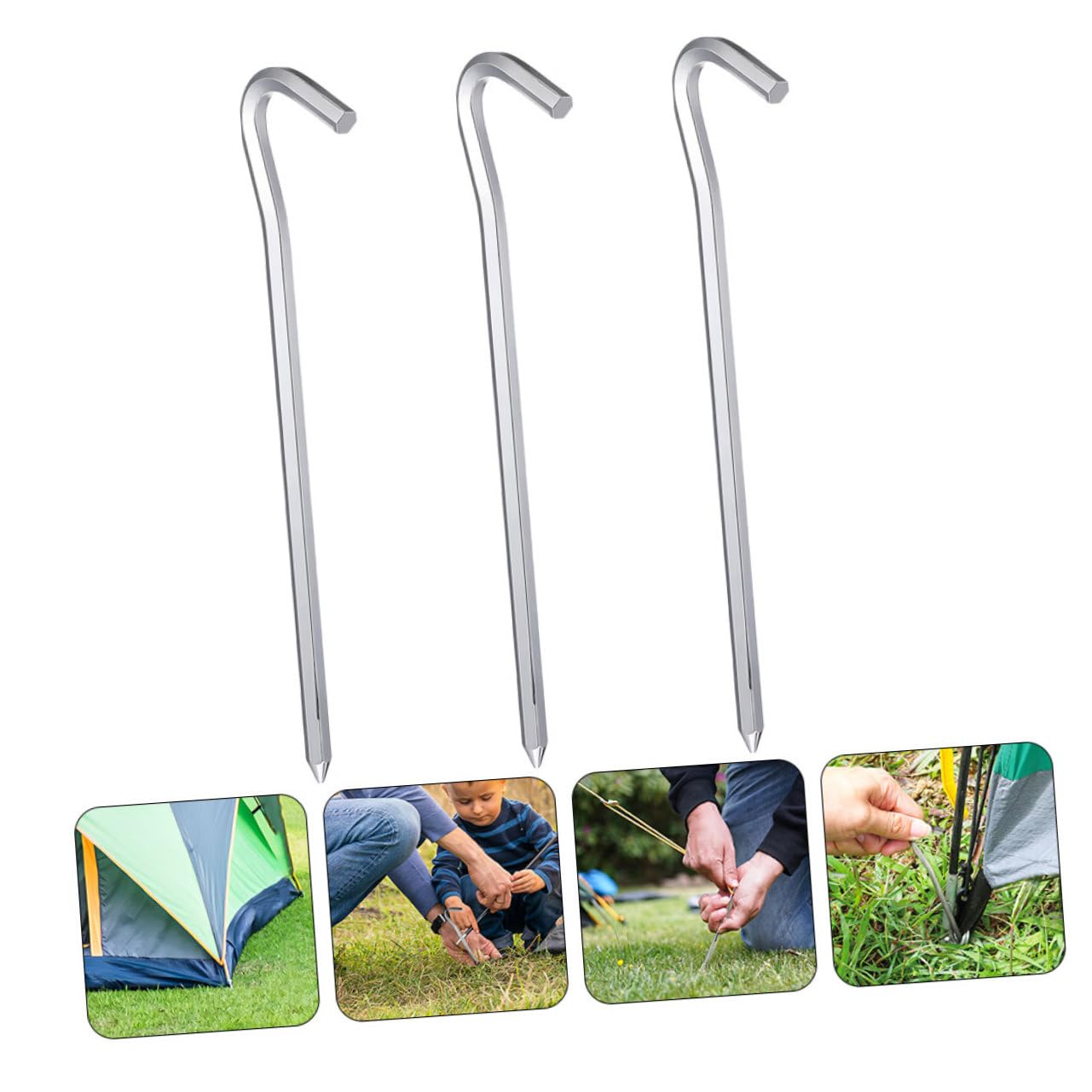 Sosoport 40 Pezzi Picchetti Esagonali in Metallo Robusti per Campeggio e Giardino Fissaggi Terreno Leggeri e Facili da Usare per Ripari Coperture e Attrezzature Outdoor